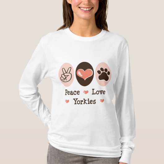 Peace Love Yorkies Hoodie T-shirt (Voorkant)
