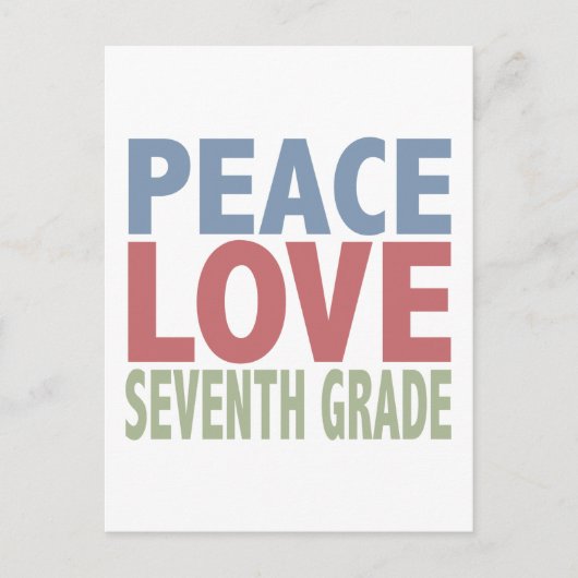 Peace Love Zevende Grade Briefkaart (Voorkant)