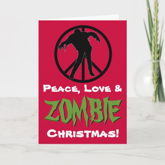 Peace Love ZOMBIE Christmas Funny Wenskaart Feestdagen Kaart (Voorkant)