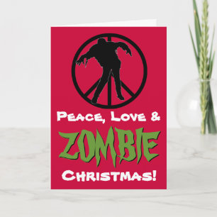 Peace Love ZOMBIE Christmas Funny Wenskaart Feestdagen Kaart