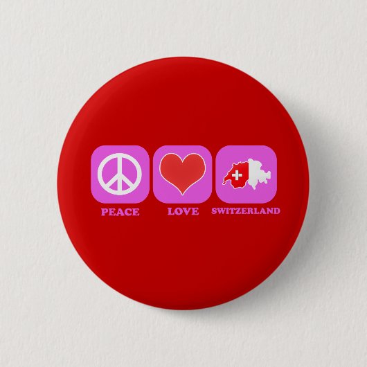 Peace Love Zwitserland Ronde Button 5,7 Cm (Voorkant)