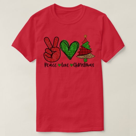 Peace Lover Chrismtas Pset Peace Sign Heart Chris T-shirt (Design voorkant)