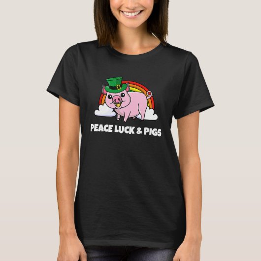 Peace Luck Pigs St Patrick's Day Leprechaun Lucky  T-shirt (Voorkant)
