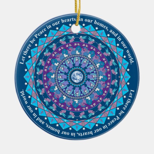 Peace Mandala-kerstversiering Keramisch Ornament (Voorkant)