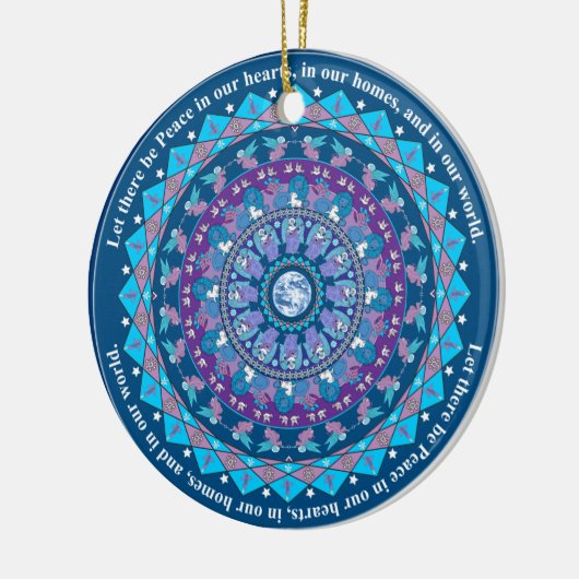 Peace Mandala-kerstversiering Keramisch Ornament (Links)