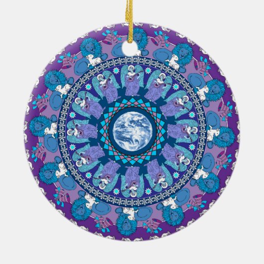 Peace Mandala-kerstversiering Keramisch Ornament (Achterkant)