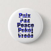 Peace Many Languages Hearts Blue Ronde Button 5,7 Cm (Voorkant)
