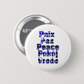 Peace Many Languages Hearts Blue Ronde Button 5,7 Cm (Voorkant /achterkant)