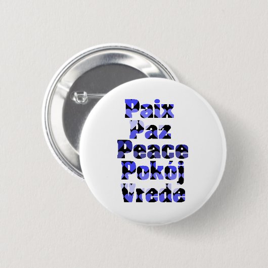 Peace Many Languages Hearts Blue Ronde Button 5,7 Cm (Voorkant /achterkant)