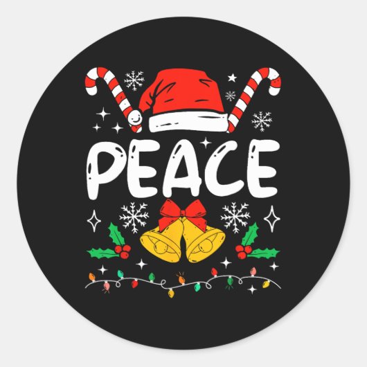 Peace Matching I Come In Peace Couples Santa Hat C Ronde Sticker (Voorkant)