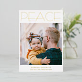 PEACE-minimalistisch groot verticaal fotogoud Folie Feestdagenkaart (Staand Voorkant)