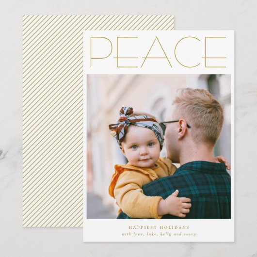 PEACE-minimalistische Grote foto op maat Feestdagenkaart (Voorkant / Achterkant)