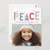 PEACE moderne letters kerst Briefkaart (Voorkant / Achterkant)