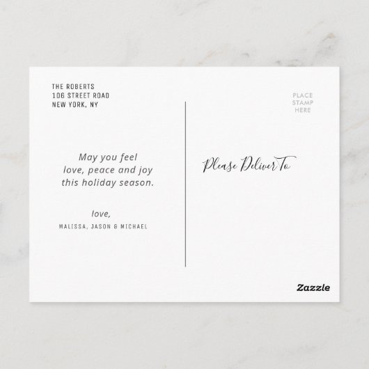 PEACE moderne letters kerst Briefkaart (Achterkant)