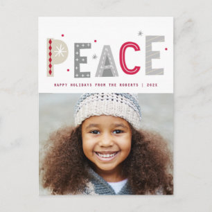 PEACE moderne letters kerst Briefkaart
