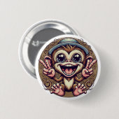 "Peace Monkey Boy" Knop Ronde Button 5,7 Cm (Voorkant /achterkant)