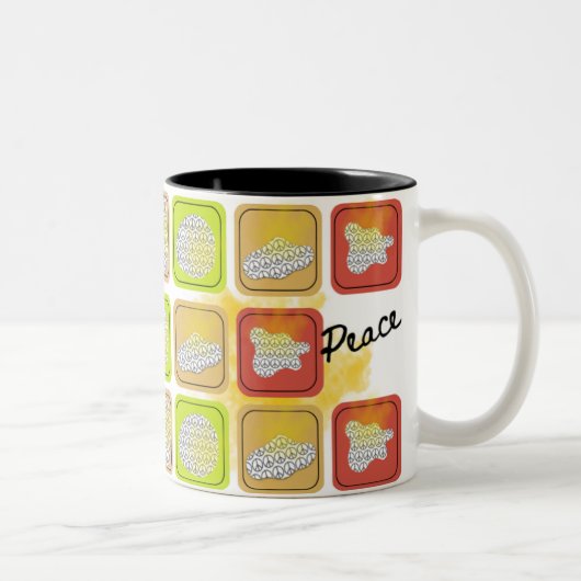 peace mug theme drinking coffee mug tweekleurige koffiemok (Rechts)