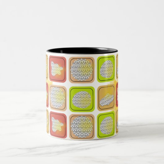 peace mug theme drinking coffee mug tweekleurige koffiemok (Center)