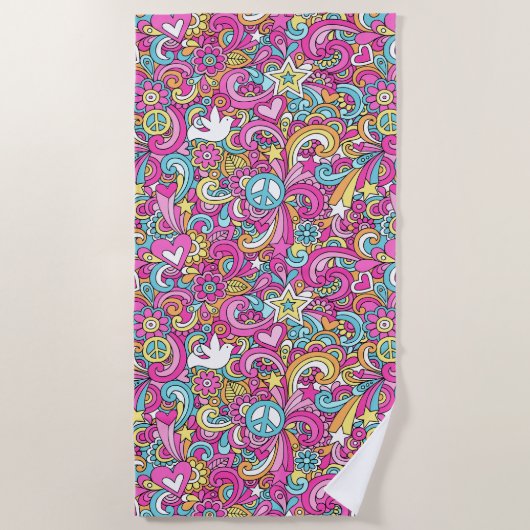 Peace n’ Love Beach Towel Strandlaken (Voorkant)