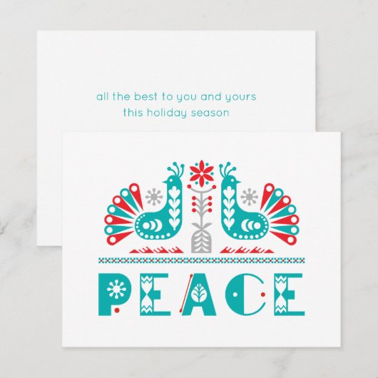 PEACE Nordic Folk Art geïnspireerd op persoonlijke Feestdagenkaart (Voorkant / Achterkant)