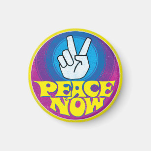 Peace Now Groovy Retro Hippie Style Paz Ahora Magneet