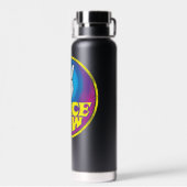 Peace Now Groovy Retro Hippie Style Paz Ahora Waterfles (Achterkant)
