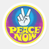 Peace Now Groovy Retro Hippie Style Peacesign Ronde Sticker (Voorkant)