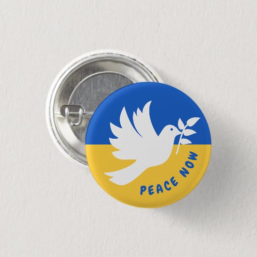 Peace Now I Stand With Ukraine Flag Button (Voorkant /achterkant)