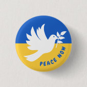 Peace Now I Stand With Ukraine Flag Button (Voorkant)