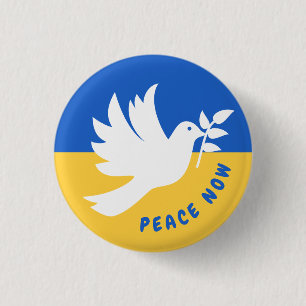 Peace Now I Stand With Ukraine Flag Button