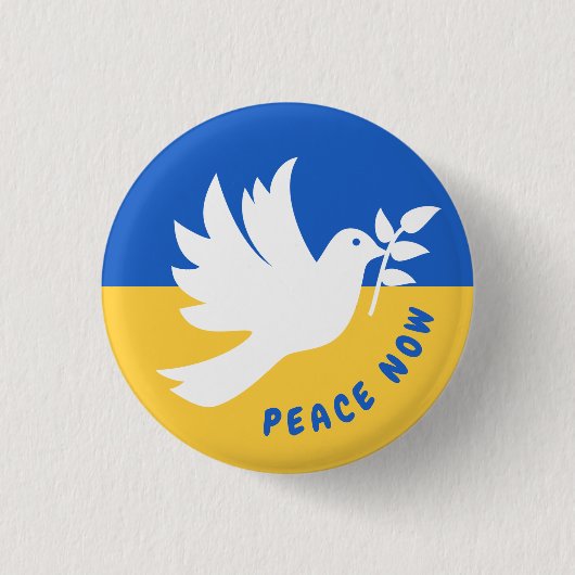 Peace Now I Stand With Ukraine Flag Button (Voorkant)