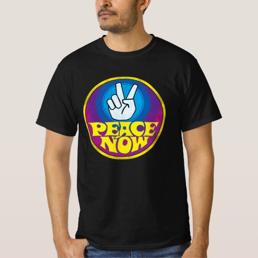 Peace Now Retro Button T-shirt (Voorkant)