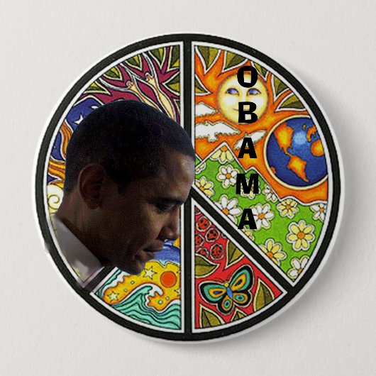 PEACE OBAMA RONDE BUTTON 4,0 CM (Voorkant)