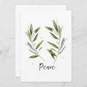 PEACE olijfblad Kerstmis Vakantie wenskaart Bedankkaart (Voorkant / Achterkant)