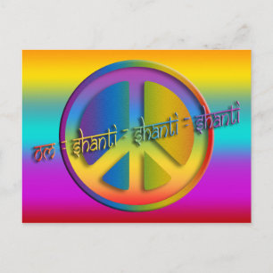 PEACE OM SHANTI   lineair gekleurd Briefkaart