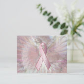 Peace on Angelic Wings Pink Ribbon Post Card Briefkaart (Staand voorkant)