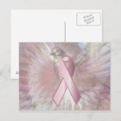 Peace on Angelic Wings Pink Ribbon Post Card Briefkaart (Voorkant / Achterkant)