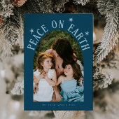 Peace on Earth Arch Foto Blauwgroen Kerstfeest Feestdagenkaart