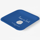 Peace on Earth Beach Sand Dollar Blue Christmas Papieren Bordje (Gebogen)
