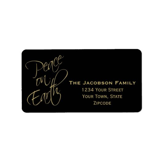 Peace on Earth Black-kerstterugzendadres Etiket (Voorkant)
