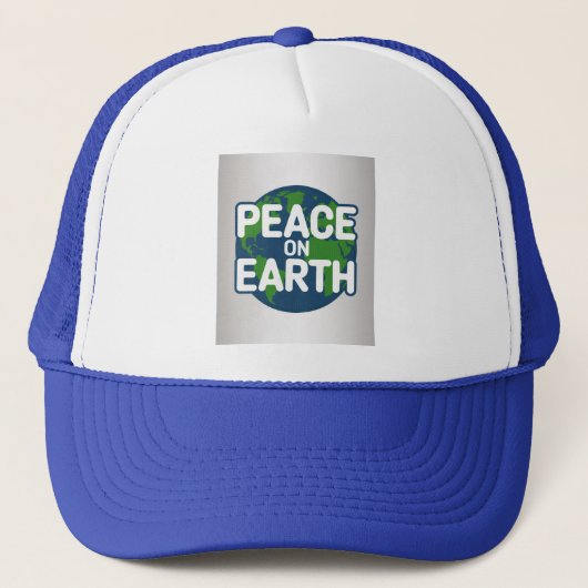 Peace On Earth Blue  Trucker Pet (Voorkant)