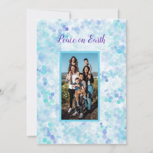 Peace on Earth Blue Violet Personalized Holiday C Kaart (Voorkant)
