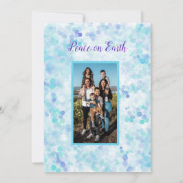 Peace on Earth Blue Violet Personalized Holiday C Kaart