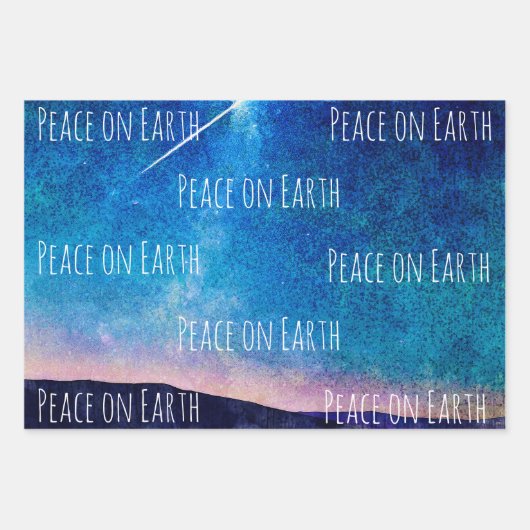 Peace on Earth Blue White Dove Pattern Inpakpapier Vel (Voorkant)