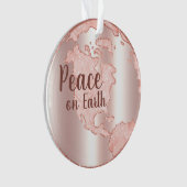 Peace on Earth Blush Roze Kerstboom Ornament (voorkant)