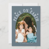 Peace On Earth Boog Leisteenblauw Kerstmis Feestdagenkaart (Voorkant)