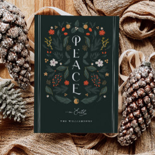 Peace on Earth Botanische Kerstvakantie Kaart