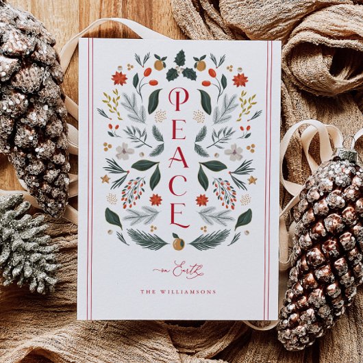 Peace on Earth Botanische Kerstvakantie Kaart