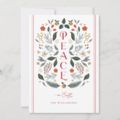 Peace on Earth Botanische Kerstvakantie Kaart (Voorkant)