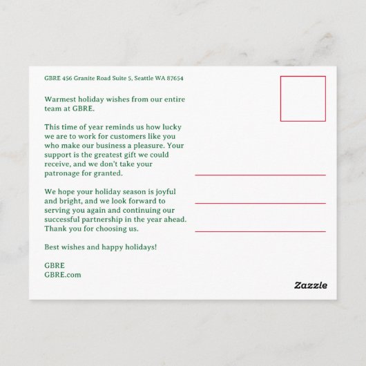 PEACE ON EARTH BUSINESS CUSTOM PHOTO Holiday Briefkaart (Achterkant)